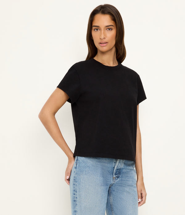 Solene Crewneck Tee in Black Side View #BLACK
