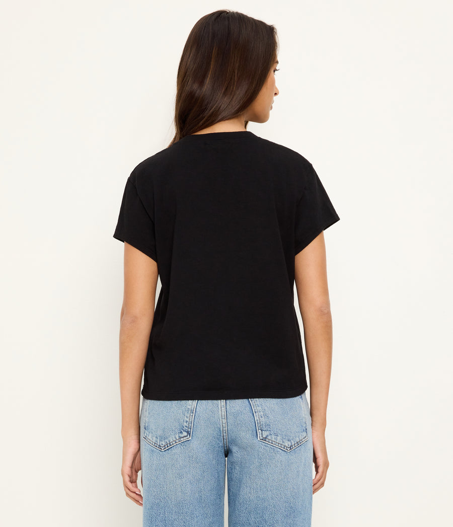 Solene Crewneck Tee in Black Back View  #BLACK