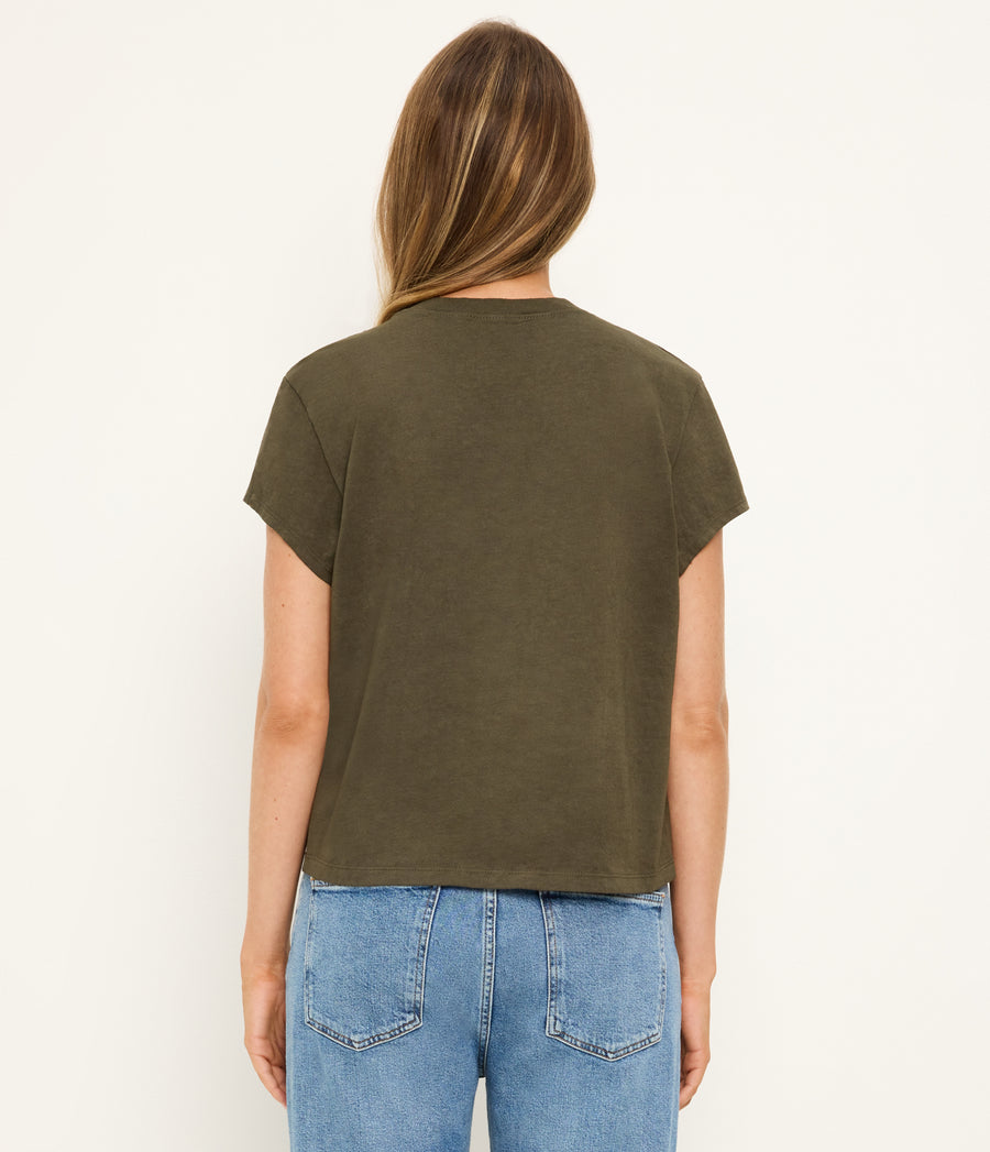 Solene Crewneck Tee in TOPIARY GREEN Back View #TOPIARY