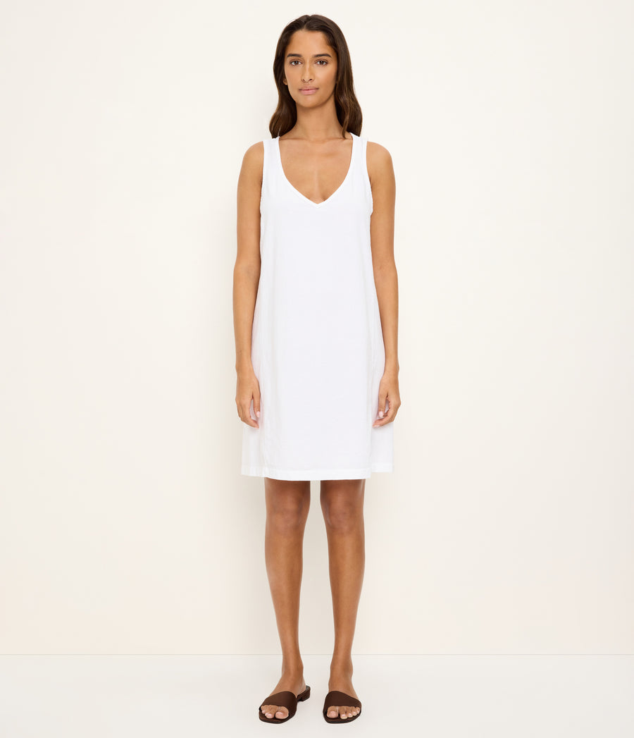 Camilla Scoop Neck Dress in White Full Body View #WHITE