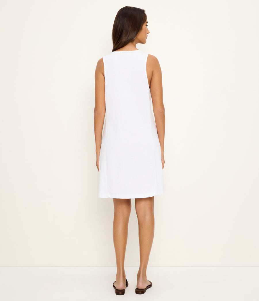 Camilla Scoop Neck Dress in White Back View  #WHITE