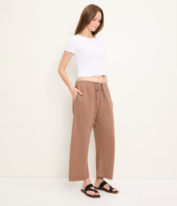 Liana Pant in QUICKSAND Brown Full Body View #QUICKSAND