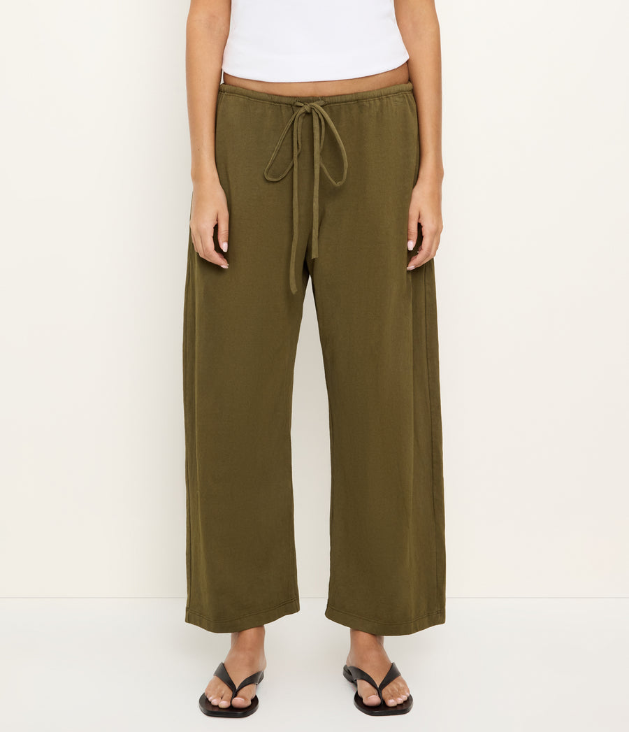 Liana Barrel Pant in TOPIARY GREEN  Close up View #TOPIARY