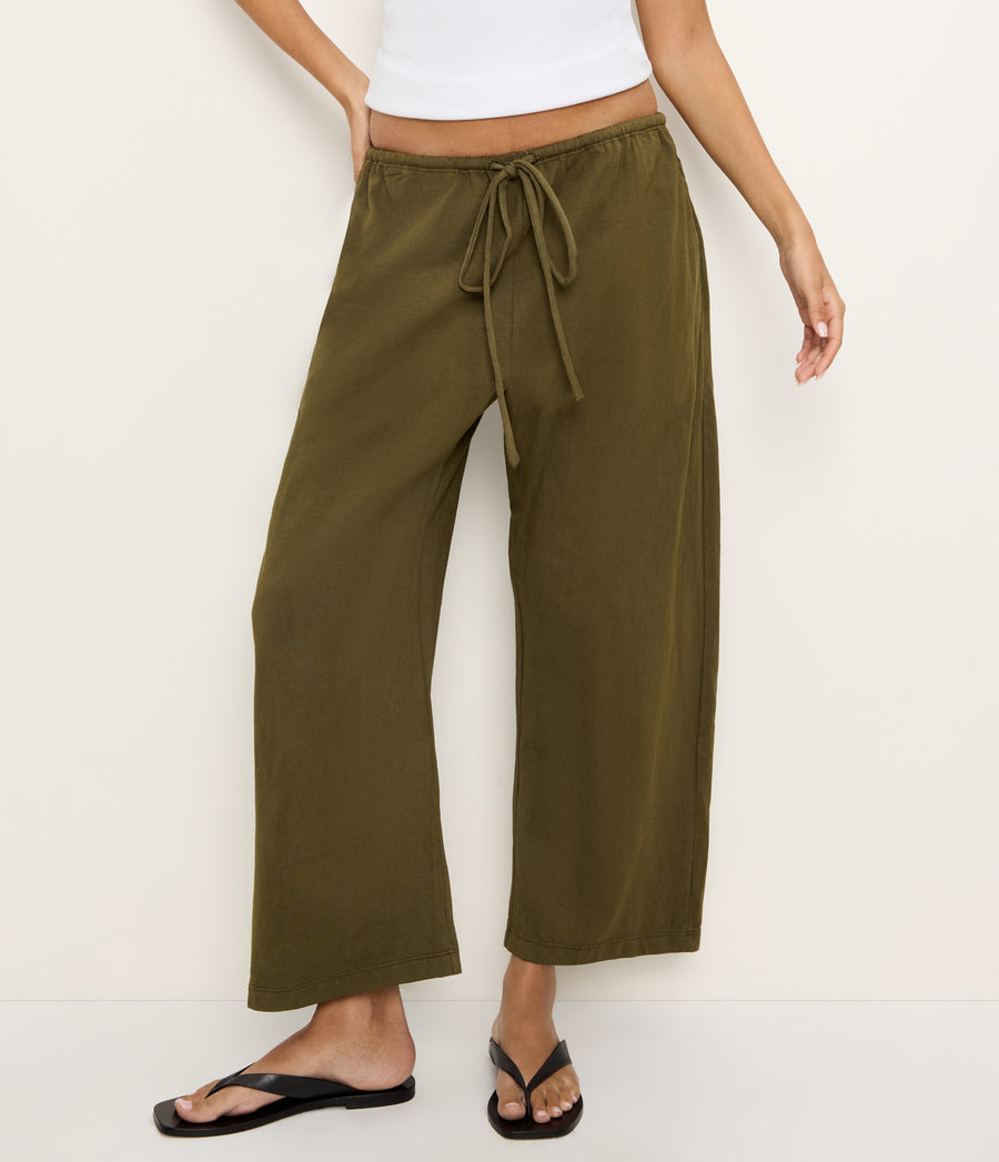 Liana Barrel Pant in TOPIARY GREEN Full Body View #TOPIARY