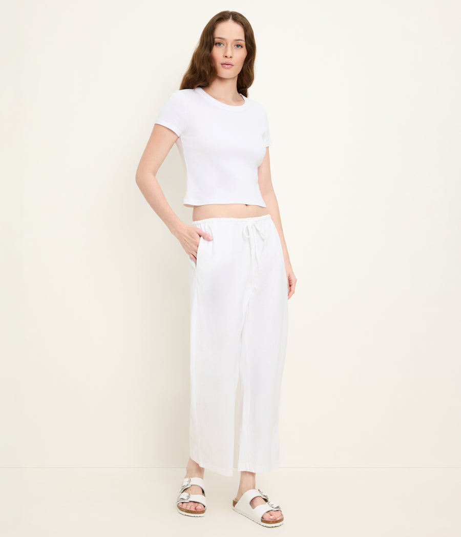 Liana Barrel Pant in White Close up View #WHITE