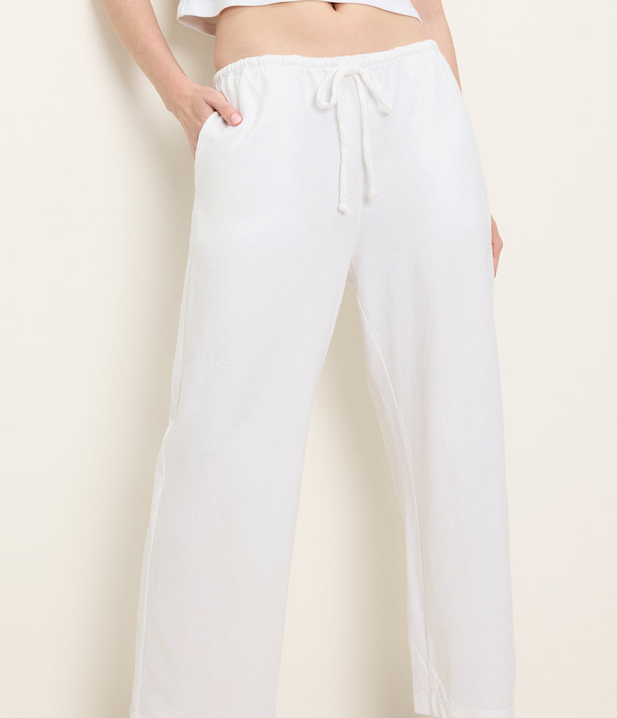 Liana Barrel Pant in White Close up View #WHITE