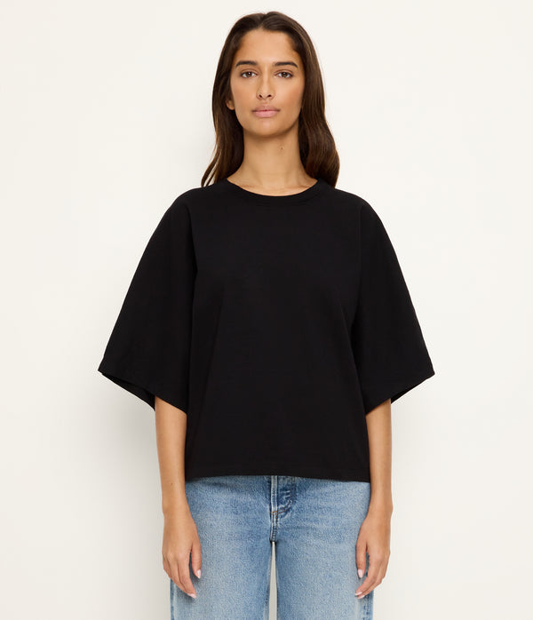Callista Cape Sleeve Tee in Black Full Body View #BLACK