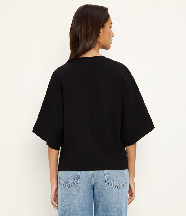 Callista Cape Sleeve Tee in Black Back View  #BLACK