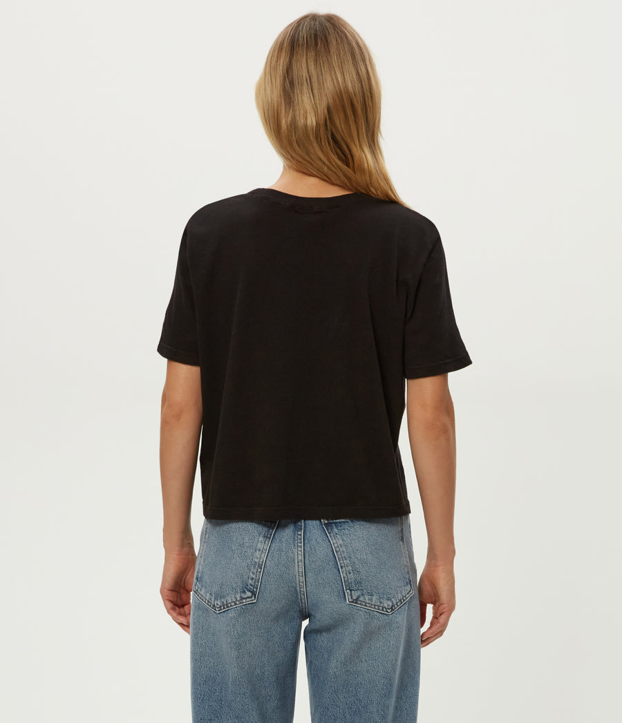 Blake Cropped Tee in Black Back View #BLACK