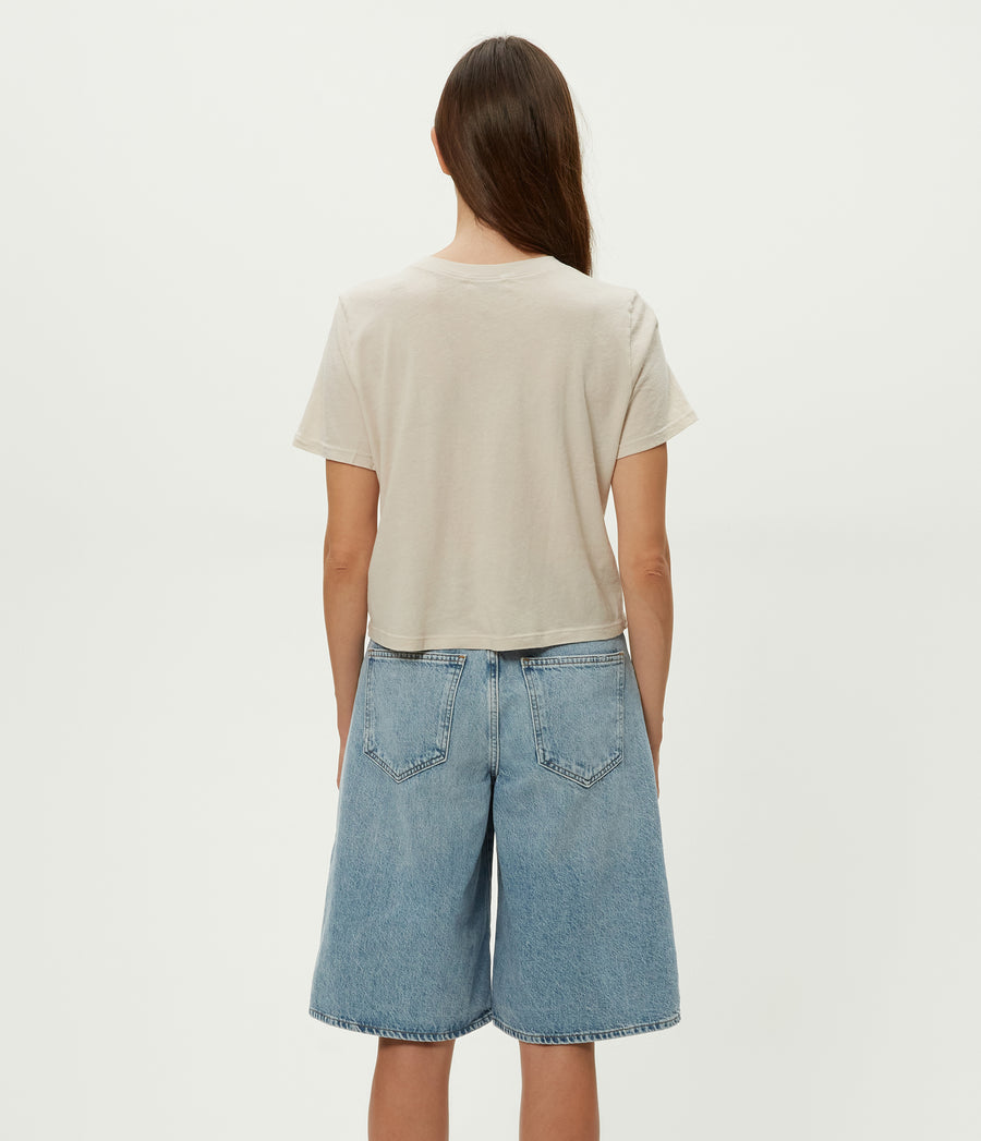 Blake Cropped Tee in Cement Beige Back View #CEMENT