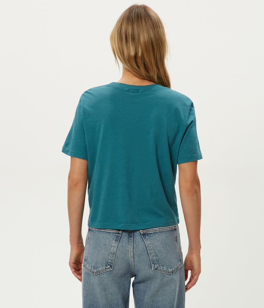 Blake Cropped Tee in GLAZE Blue Back View #GLAZE