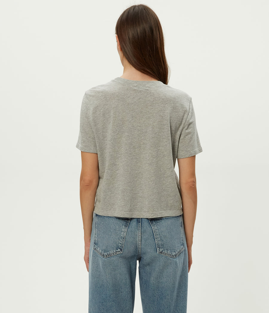 Blake Cropped Tee in Heather Grey Back View #HEATHER GREY