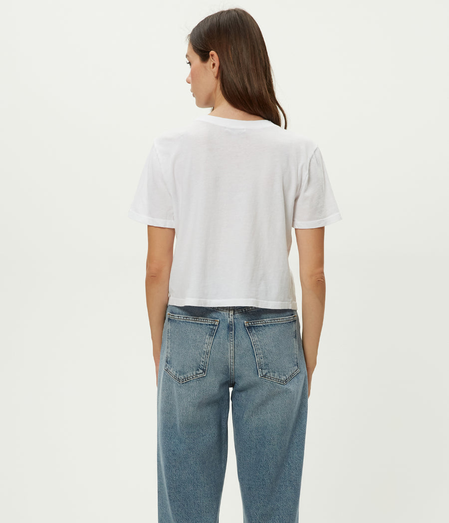Blake Cropped Tee in White Back View #WHITE