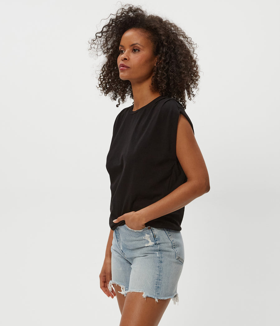 Luca Jersey Bubble Tee in Black Side View #BLACK