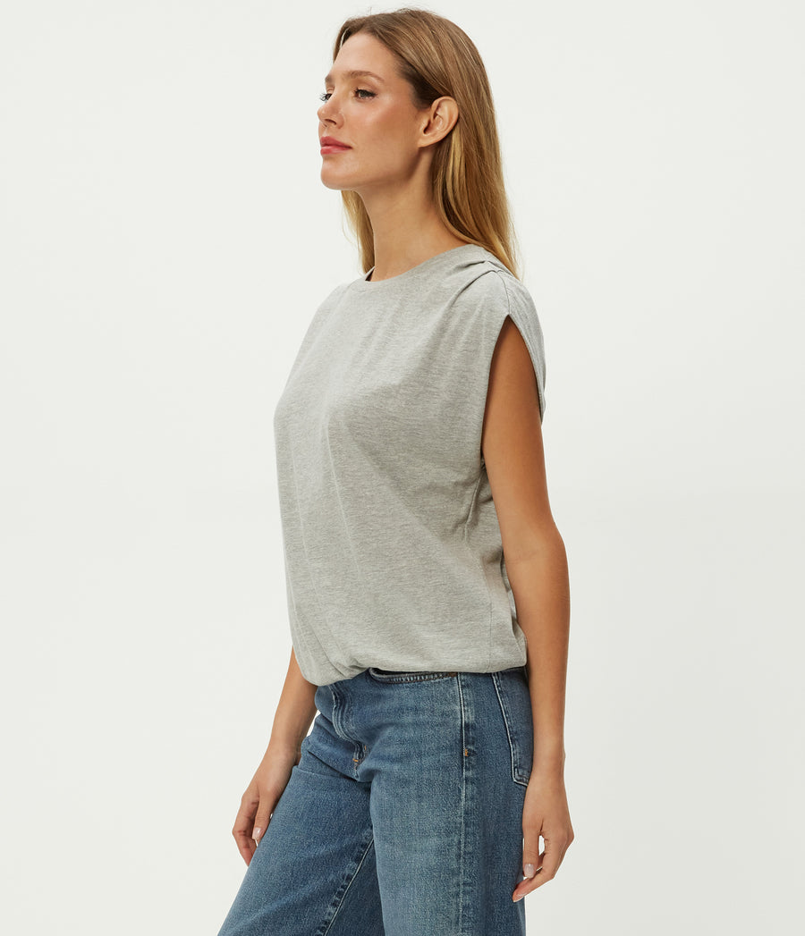 Luca Jersey Bubble Tee in Heather Grey Grey Side View #HEATHER GREY