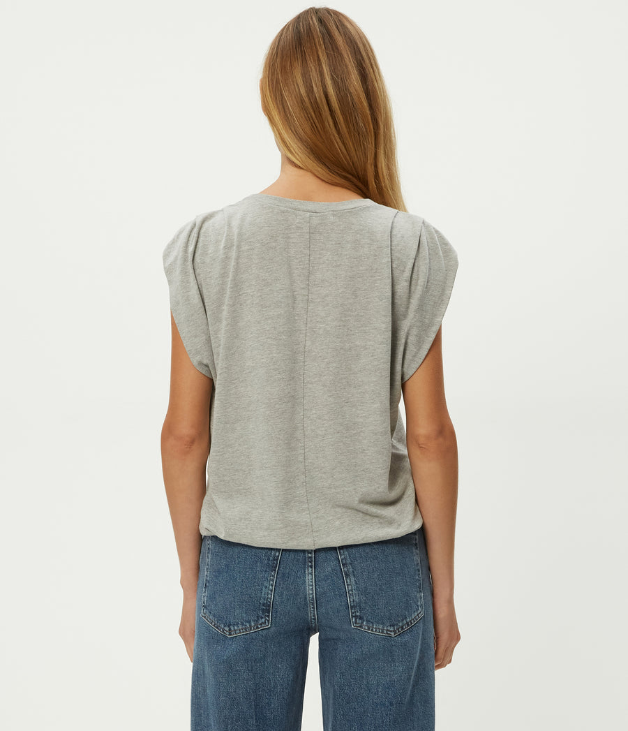 Luca Jersey Bubble Tee in Heather Grey Grey Back View #HEATHER GREY