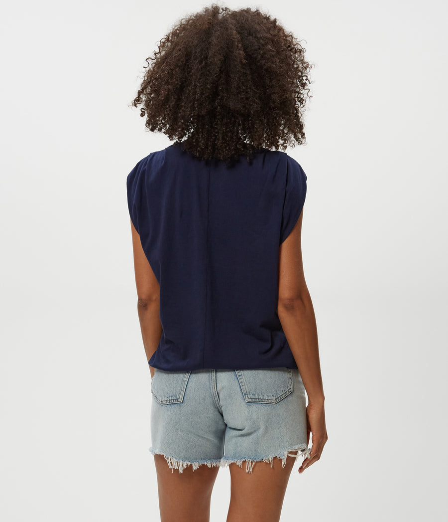 Luca Jersey Bubble Tee in Nocturnal Blue Back View  #NOCTURNAL