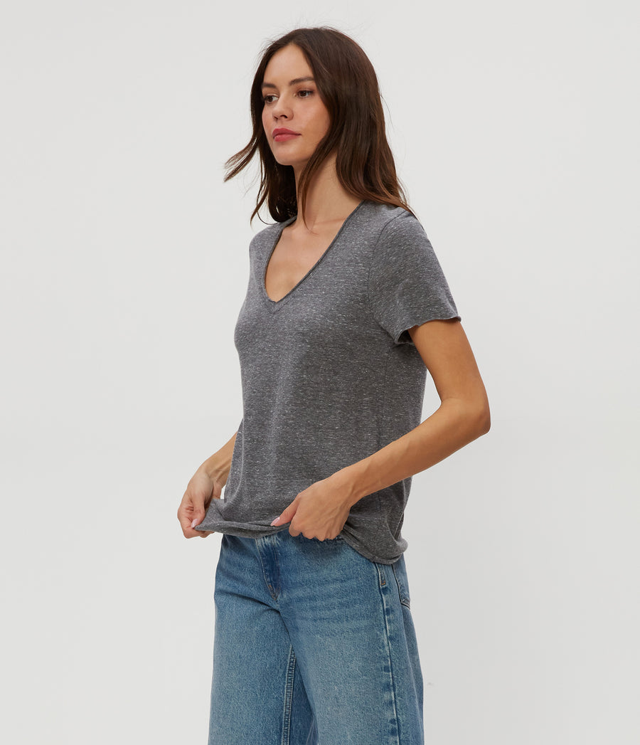 Vera Tee in Charcoal Grey Side View #CHARCOAL