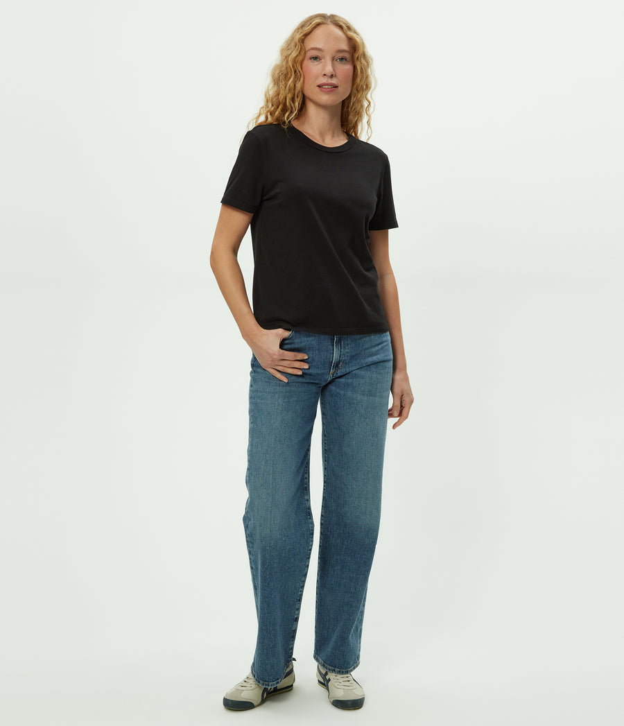 Becca Tee in Black  Full Body View #BLACK