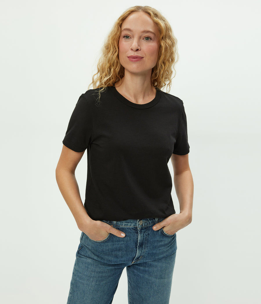 Becca Tee in Black  Close Up View #BLACK