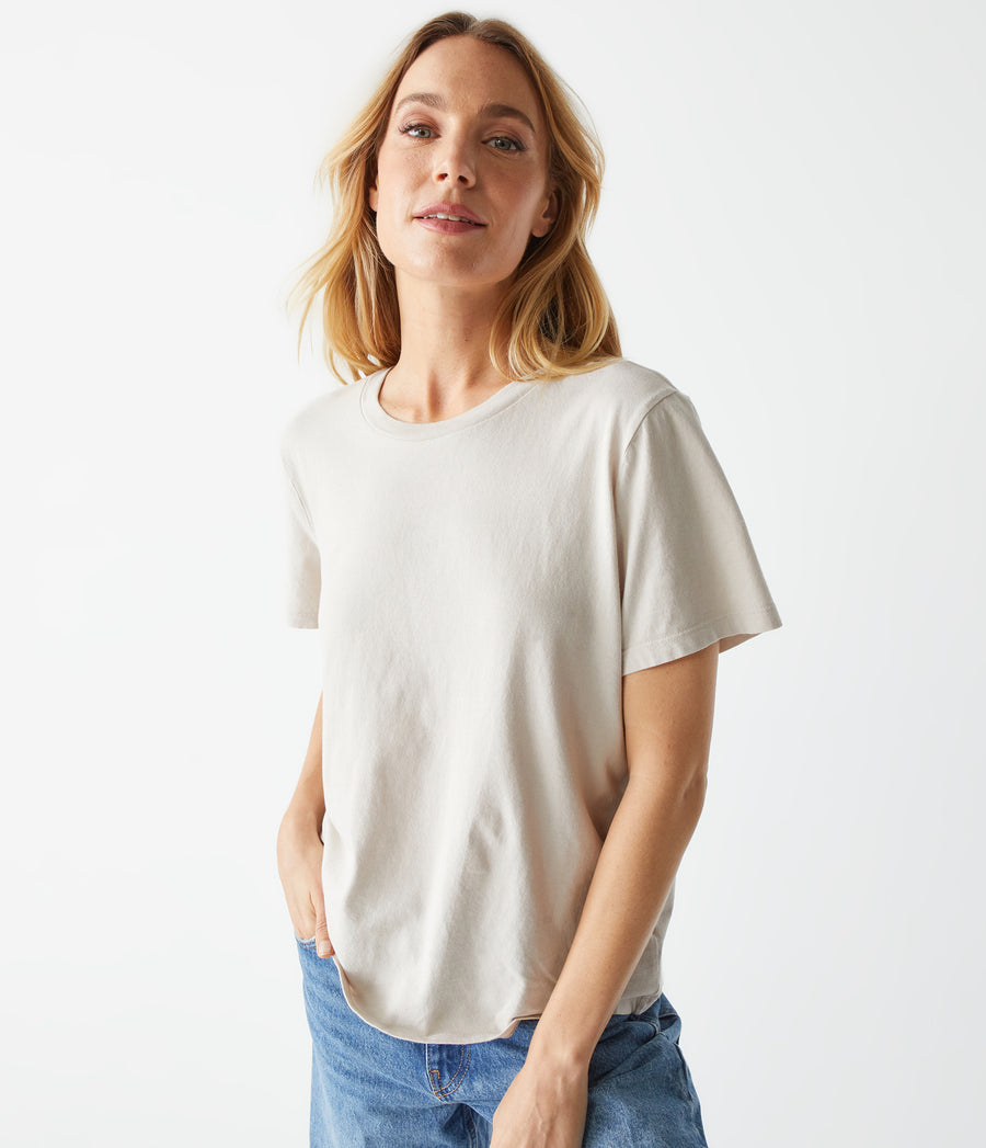 Becca Tee in Cement Grey Close Up View #CEMENT