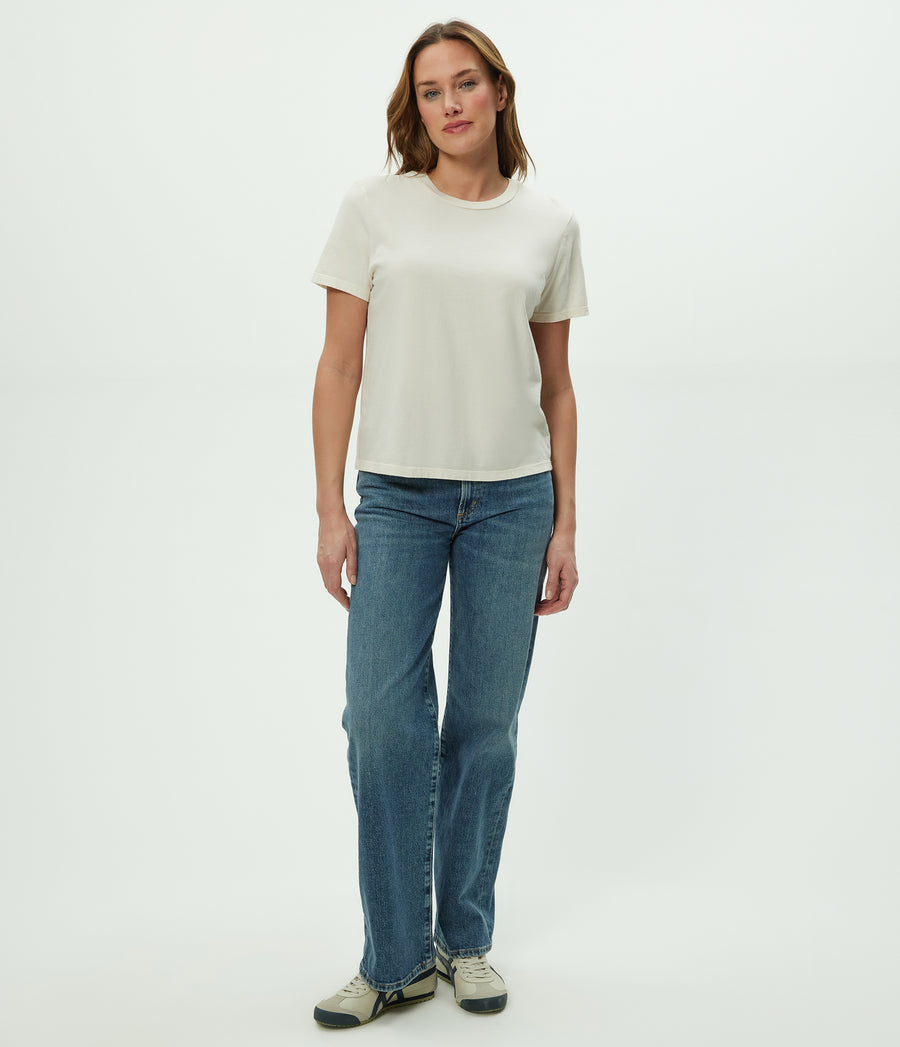 Becca Tee in Chalk White Full Body View #CHALK