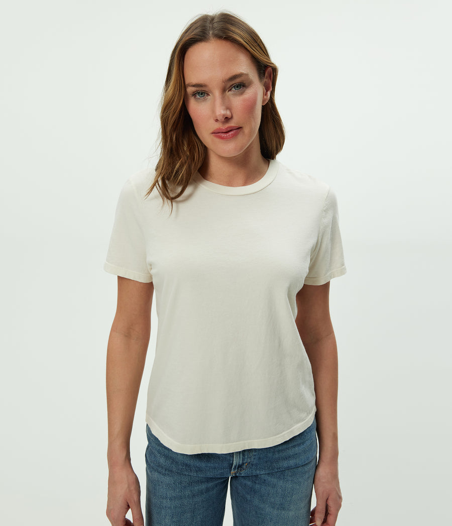 Becca Tee in Chalk White Close Up View #CHALK