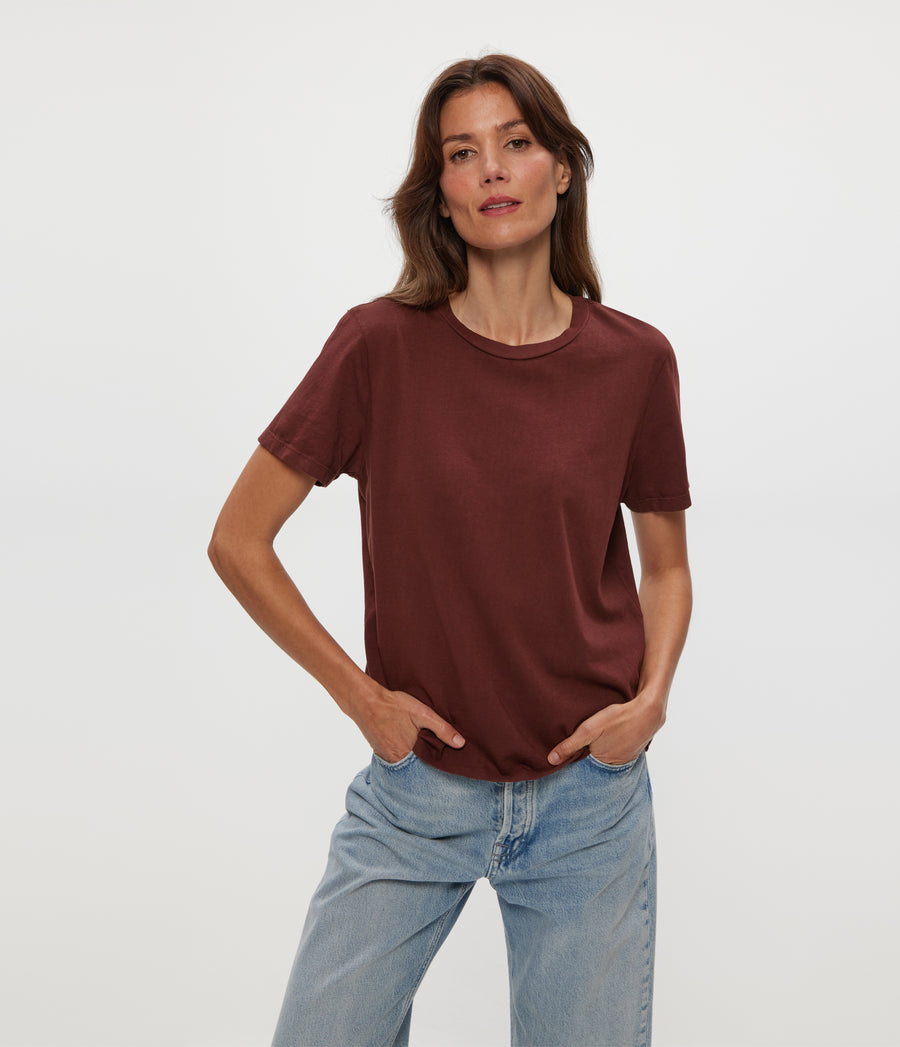 Becca Tee in ESPRESSO Brown Close Up View #ESPRESSO