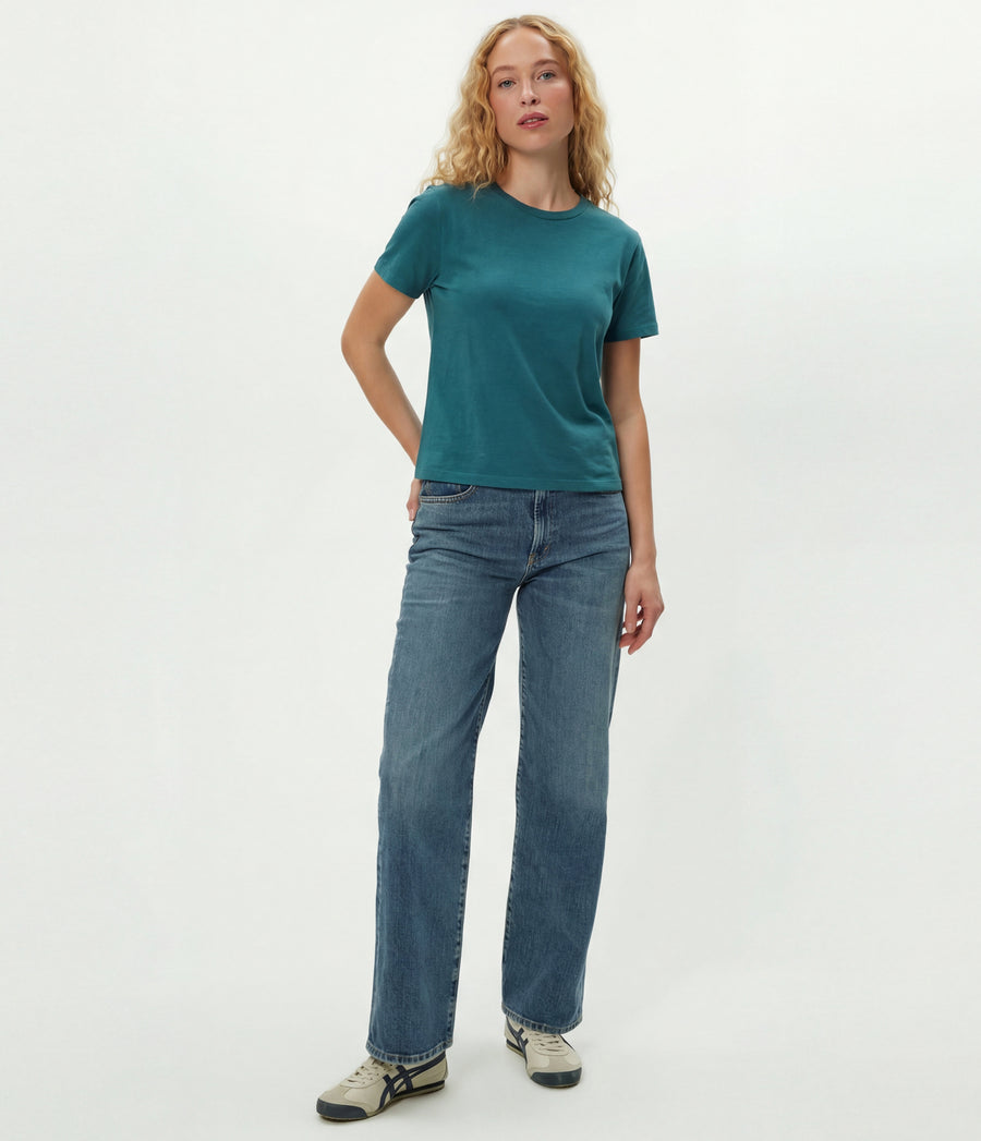 Becca Tee in GLAZE Blue Full Body View #GLAZE