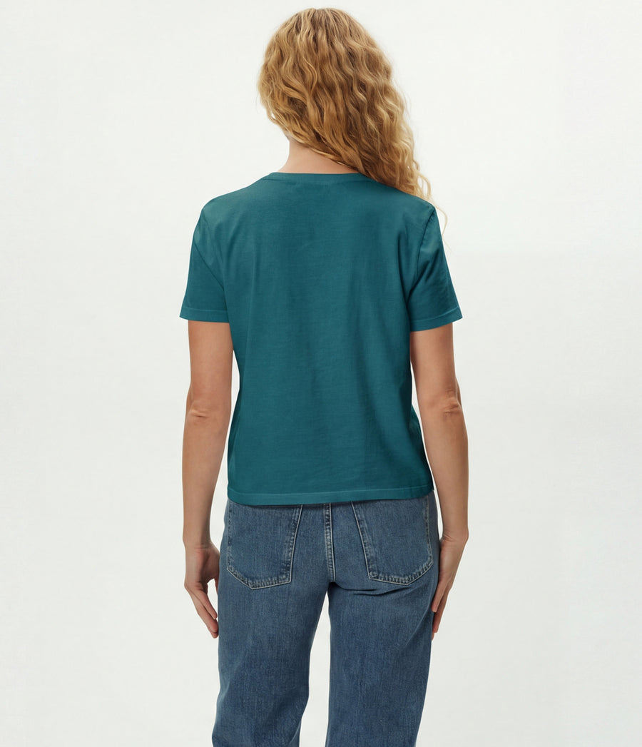 Becca Tee in GLAZE Blue Back View #GLAZE