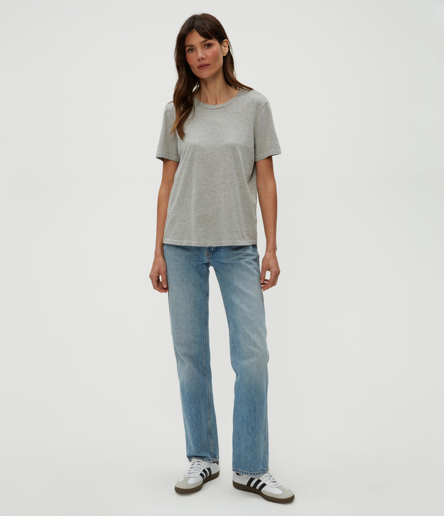 Becca Tee in Heather Grey Grey Full Body View #HEATHER GREY