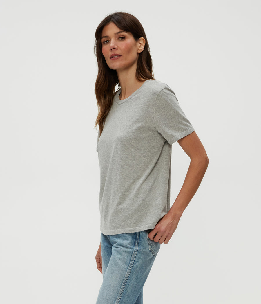 Becca Tee in Heather Grey Grey Side View #HEATHER GREY