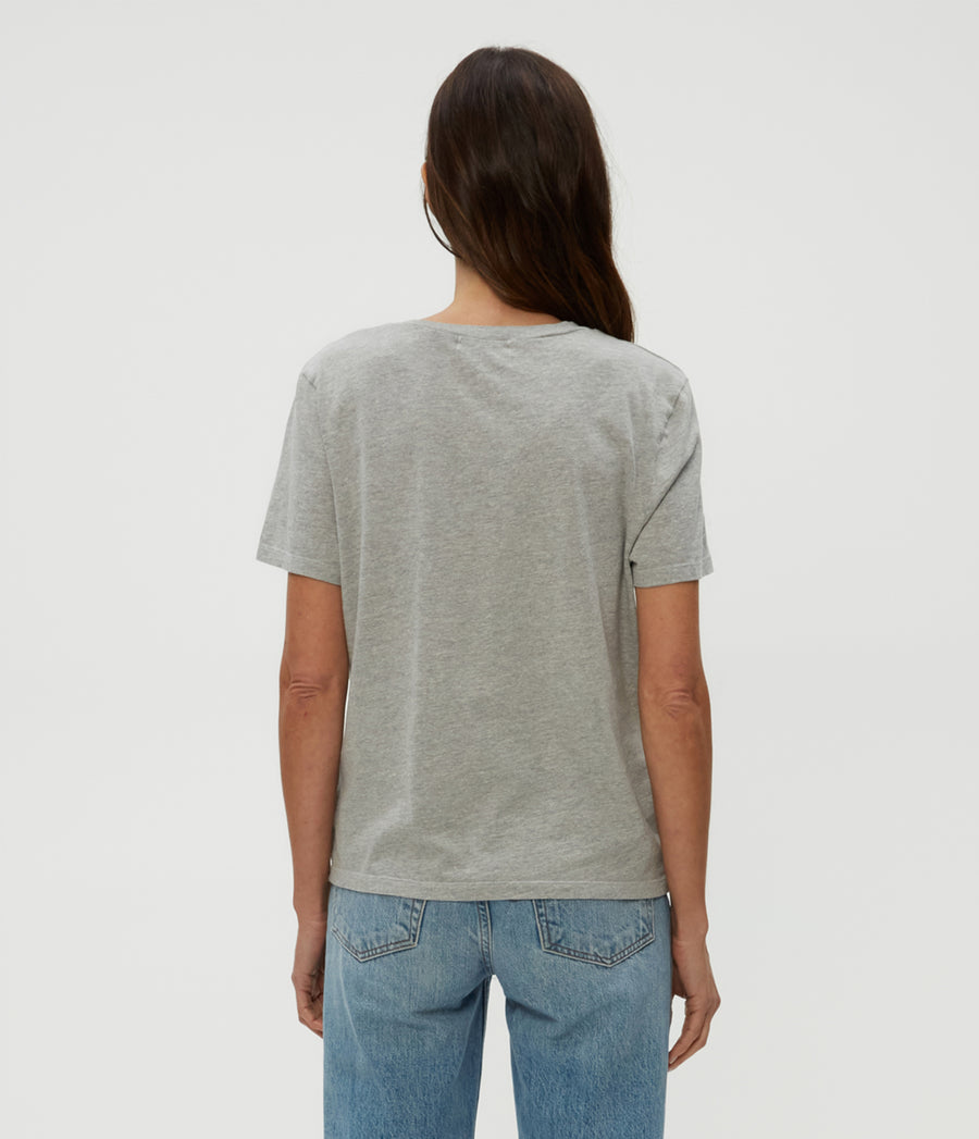 Becca Tee in Heather Grey Grey Back View #HEATHER GREY