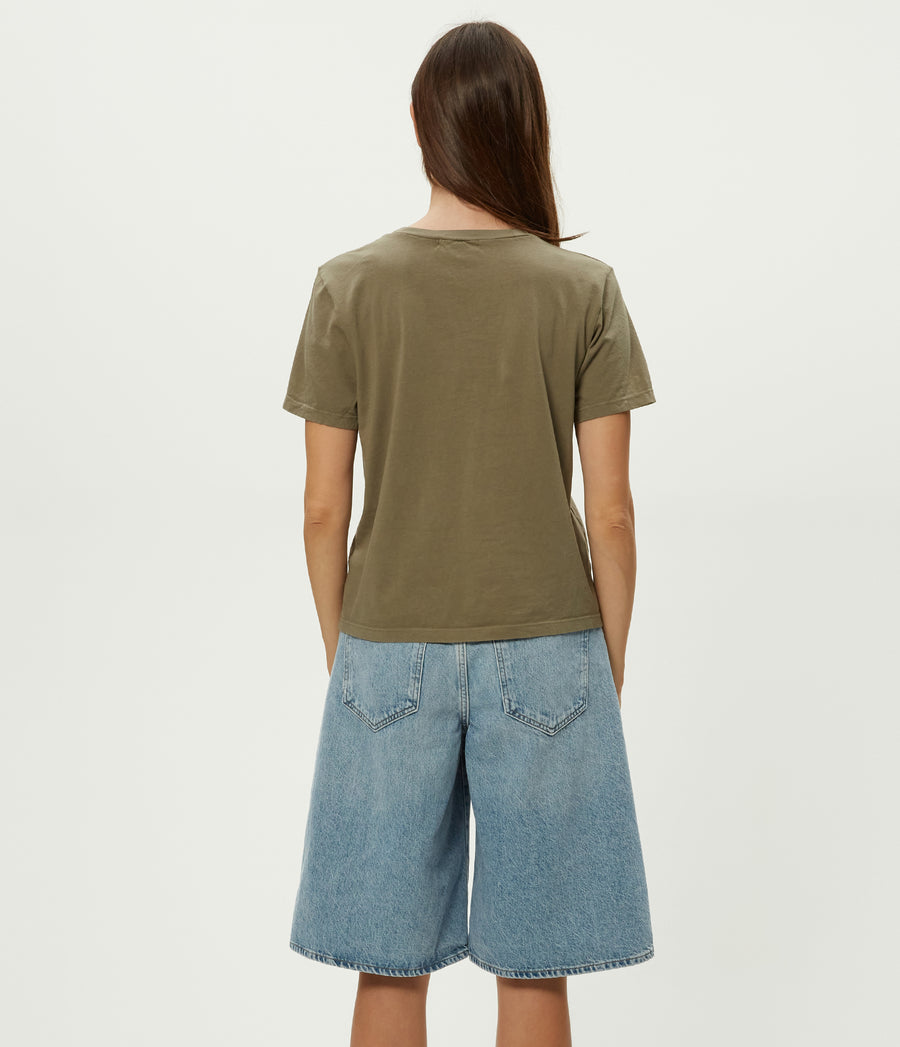 Becca Tee in Olive Green Back View #OLIVE