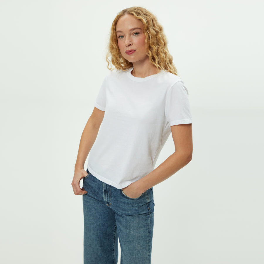 Becca Tee in White Side View #WHITE