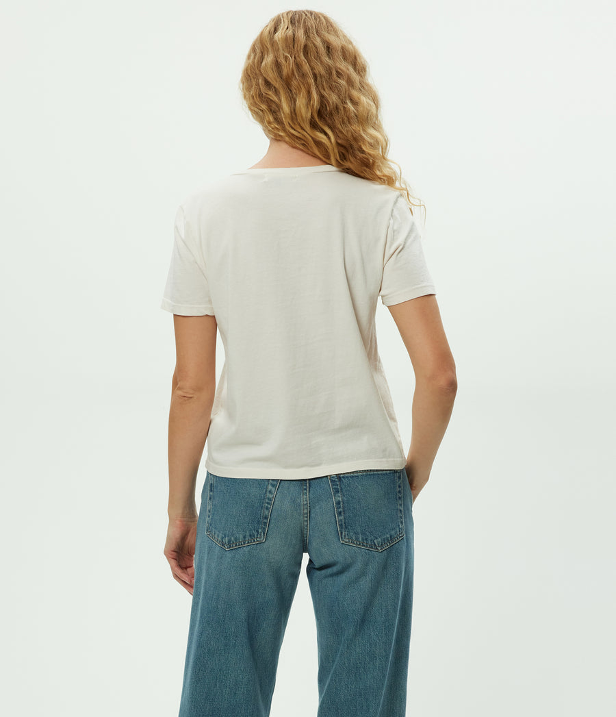 Daria V-Neck Tee in Chalk White Back View #CHALK