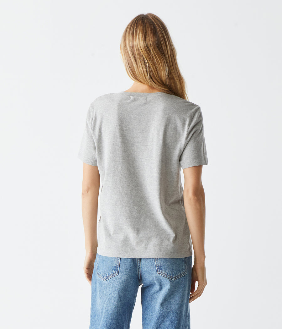 Daria V-Neck Tee in Heather Grey Back View #HEATHER GREY