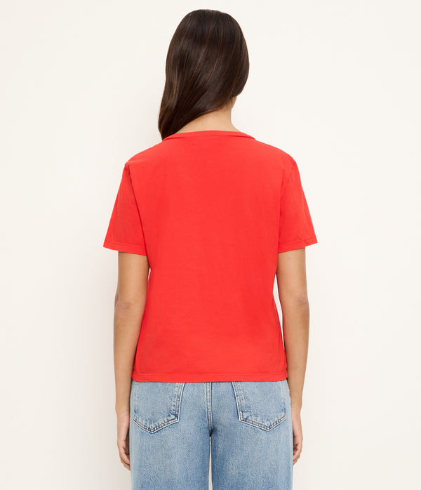Daria V-Neck Tee in SAMBA RED Side View #SAMBA
