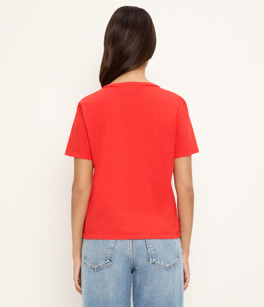 Daria V-Neck Tee in SAMBA RED Side View #SAMBA
