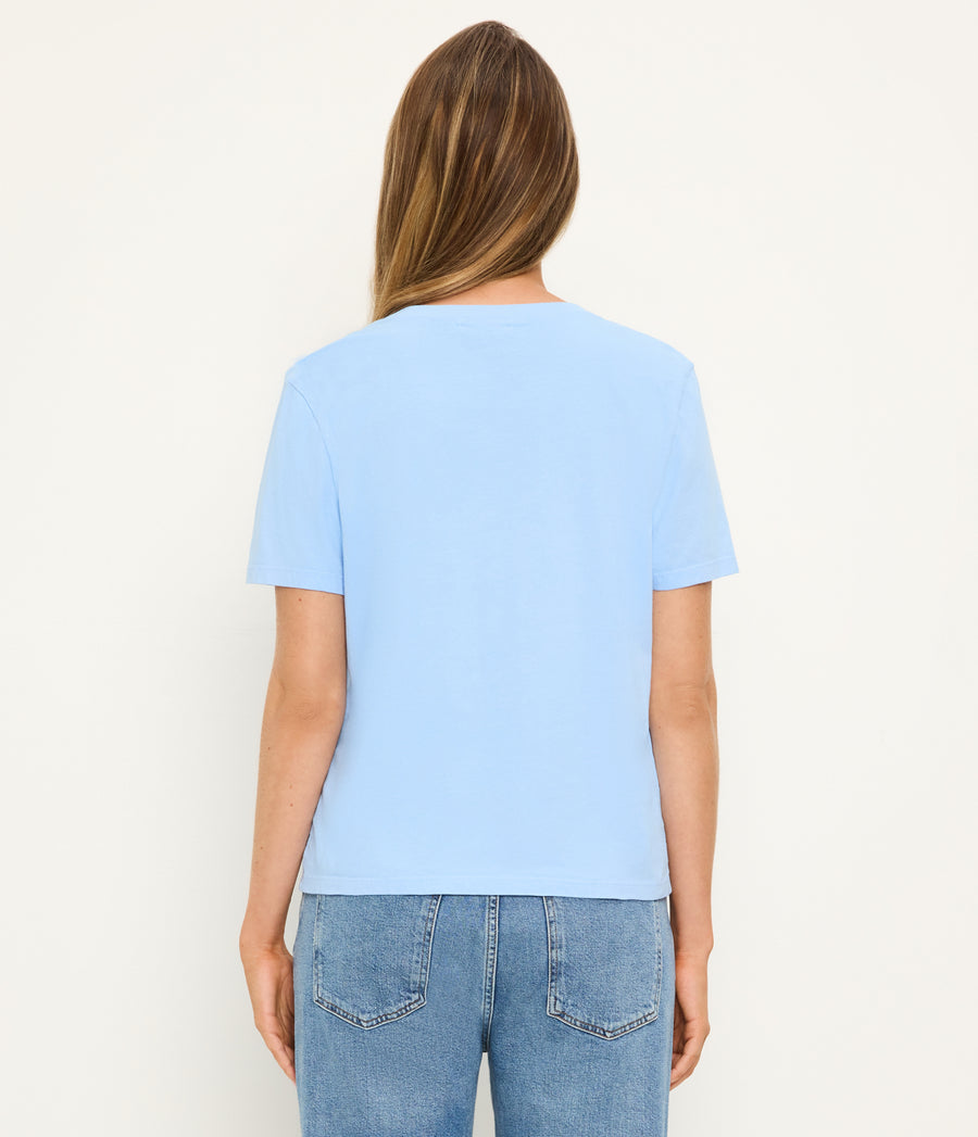 Daria V-Neck Tee in SKY Blue Back View #SKY