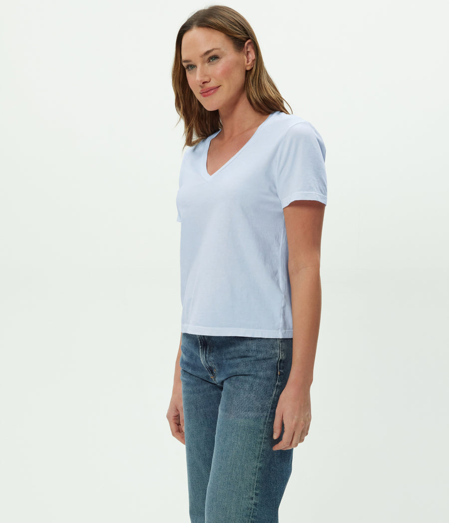 Daria V-Neck Tee in SPLASH Blue Side View #SPLASH