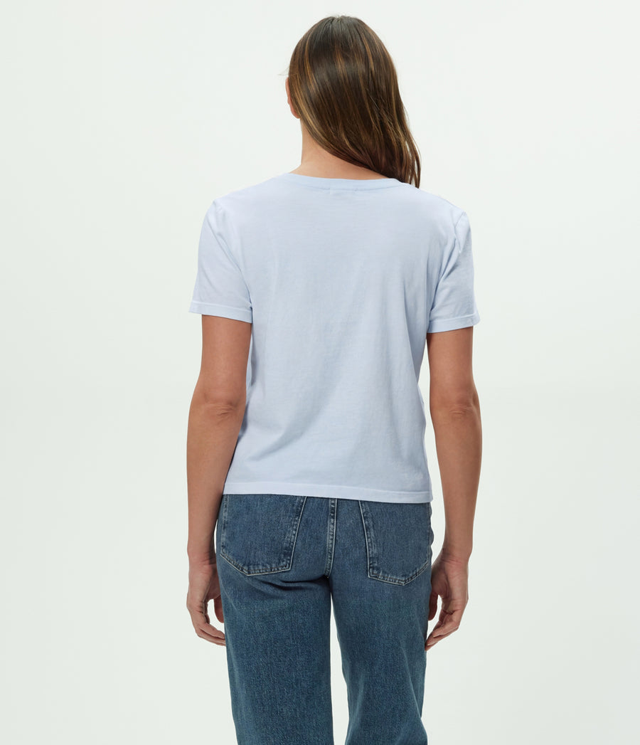 Daria V-Neck Tee in SPLASH Blue  Back View #SPLASH