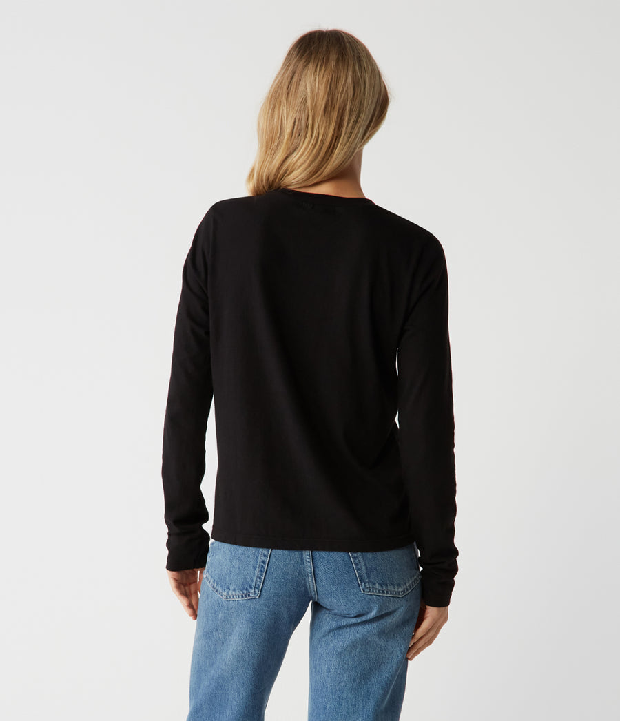 Clarissa Long Sleeve Tee in Black Back View #BLACK