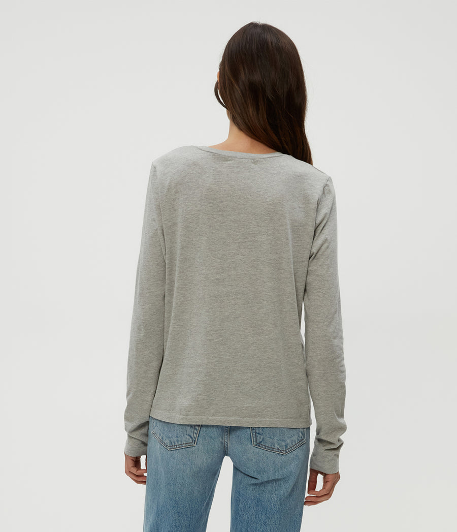 Clarissa Long Sleeve Tee in Heather Grey Grey Back View #HEATHER GREY