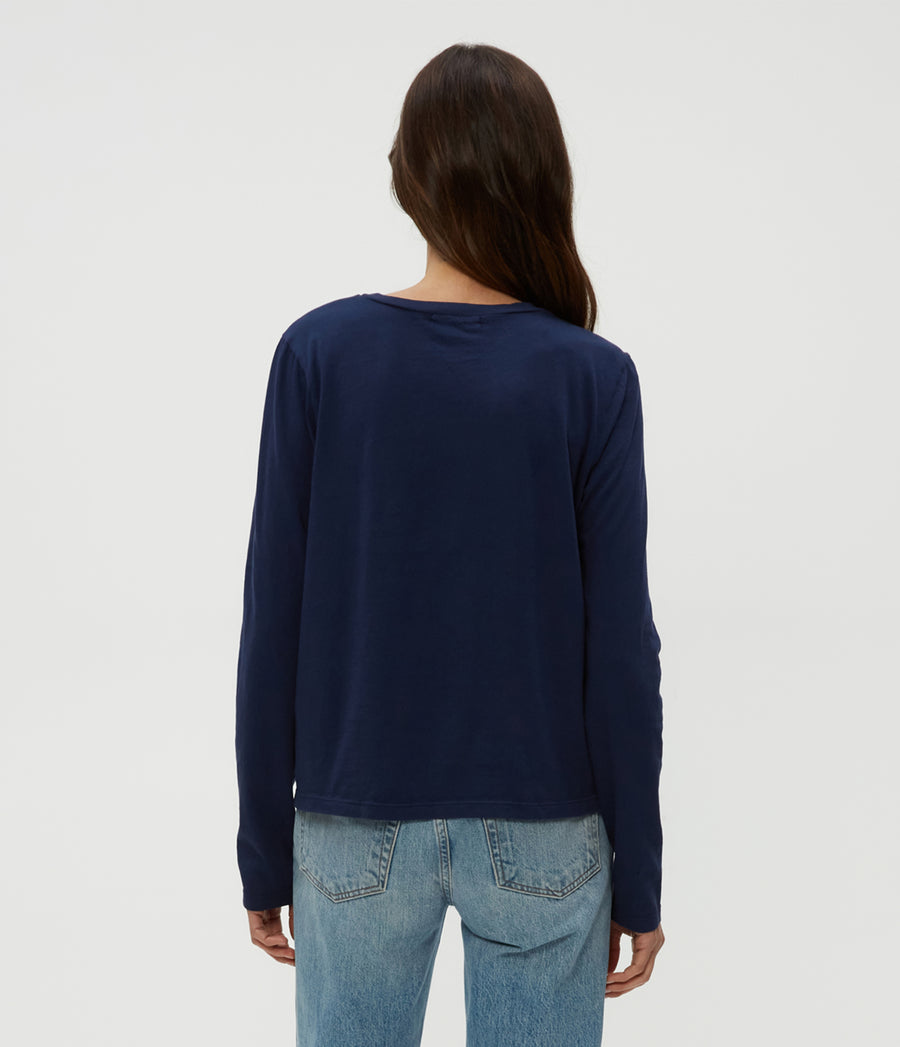 Clarissa Long Sleeve Tee in Nocturnal Blue Back View #NOCTURNAL