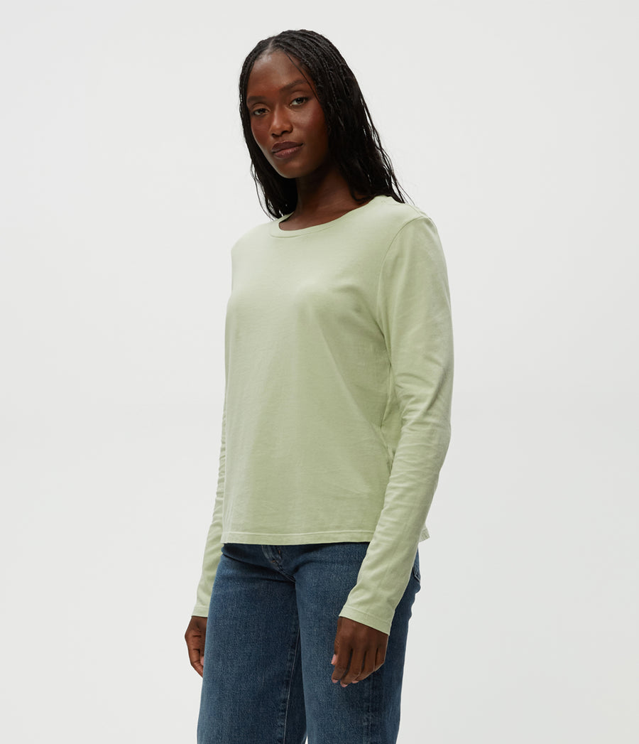 Clarissa Long Sleeve Tee in Seacrest Green Side View #SEACREST