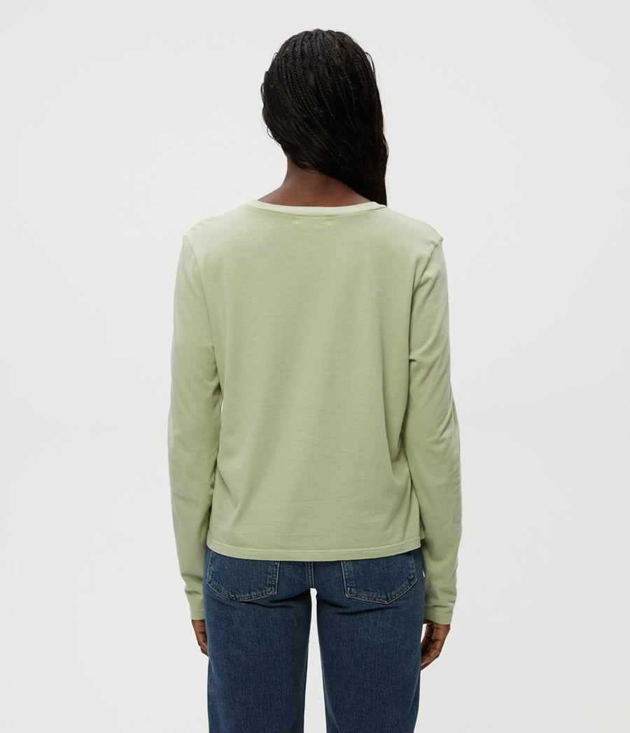 Clarissa Long Sleeve Tee in Seacrest Green Back View #SEACREST
