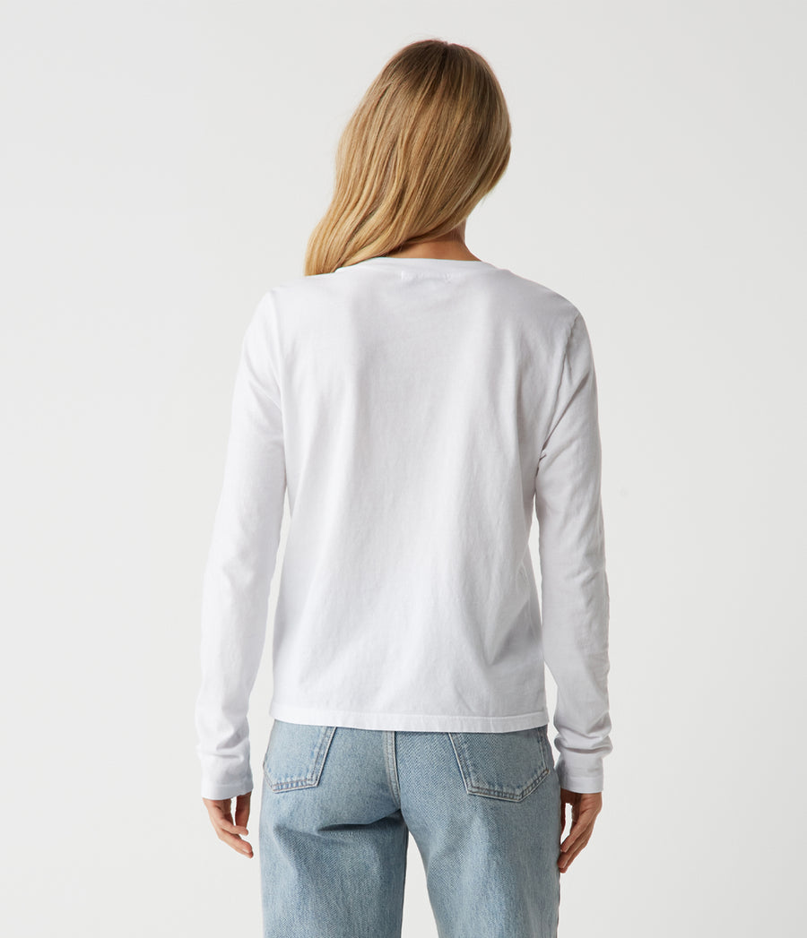 Clarissa Long Sleeve Tee in White Back View #WHITE