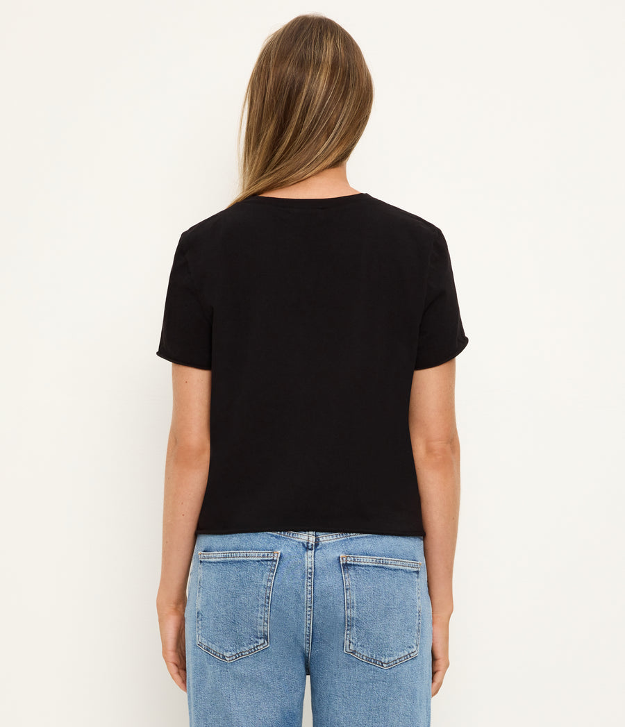 Jackie Crewneck Tee in Black Back View  #BLACK