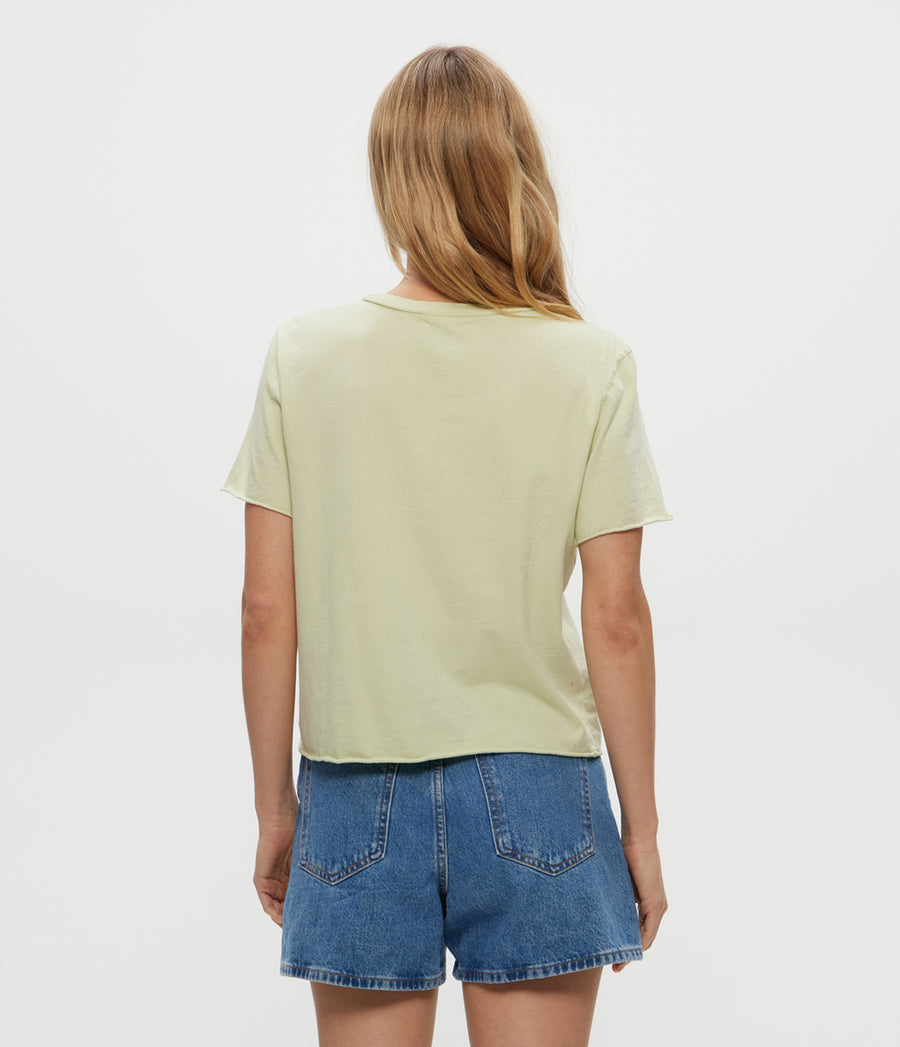 Jackie Crewneck Tee in Celery GREEN Back View #CELERY